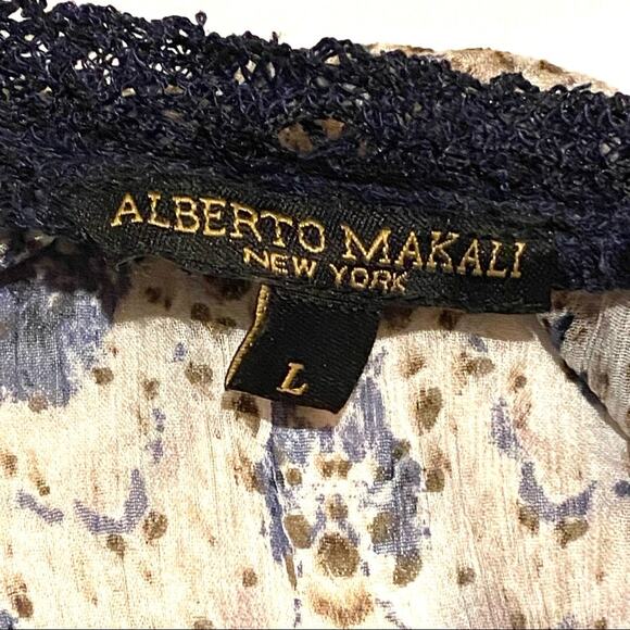 Alberto Makali Navy Blue and Neutral Blouse Top Women's Medium - Picture 2 of 9